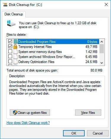 Click on Disk Cleanup in the tab General