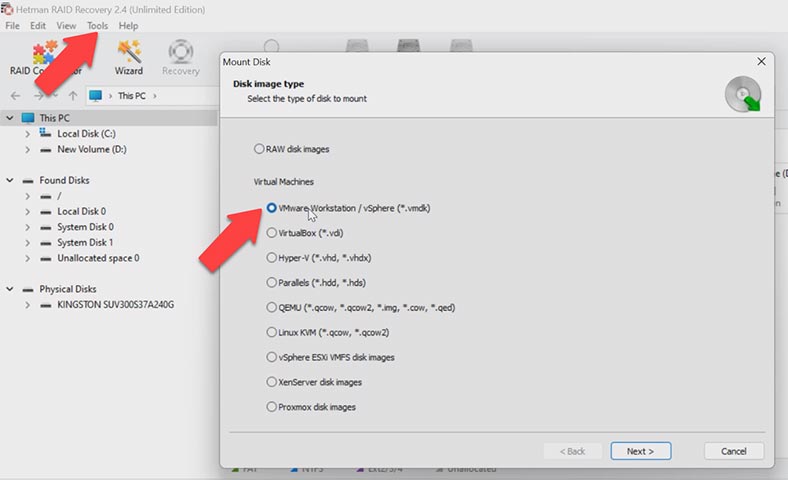 Mounting virtual disks in Hetman RAID Recovery