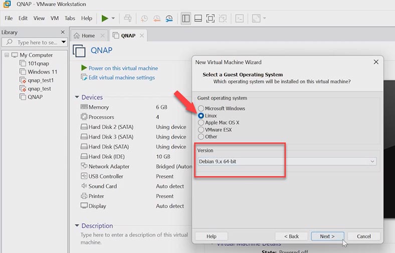 Creating a new VMware virtual machine