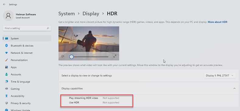 HDR is not supported