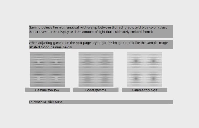 Color gamma settings