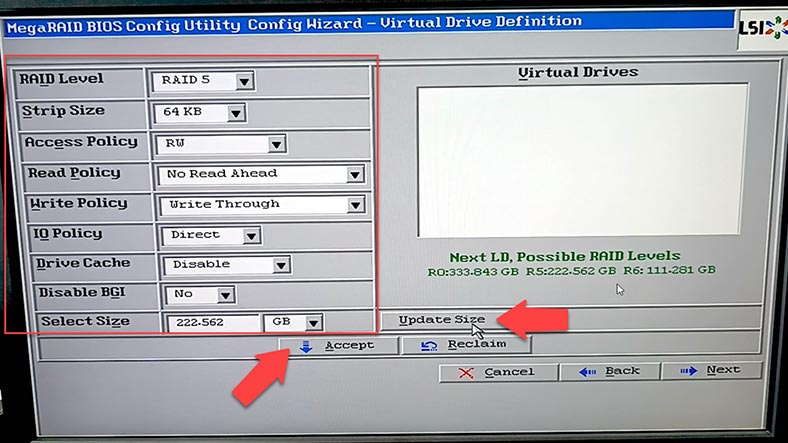 Saving RAID parameters