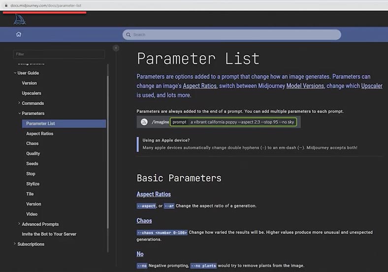 Lista completa de posibles opciones de imagen