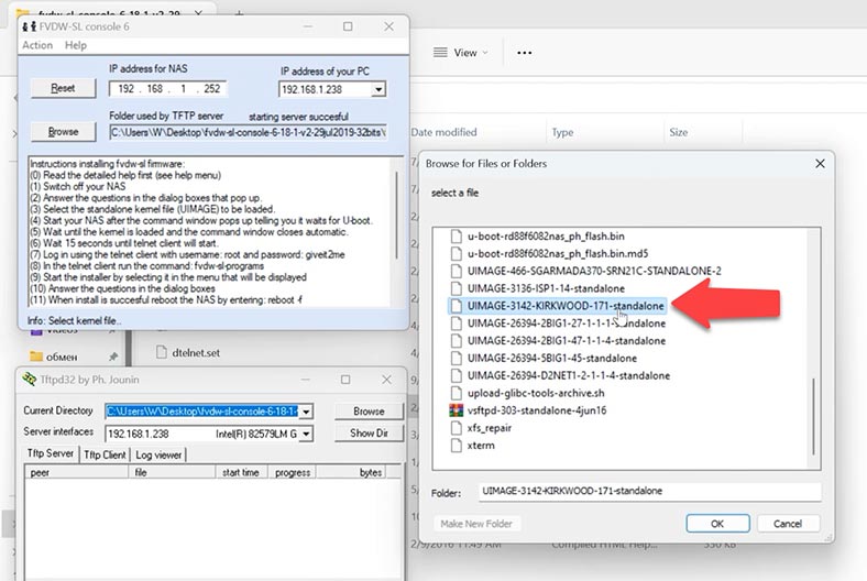 Choisir le fichier du firmware