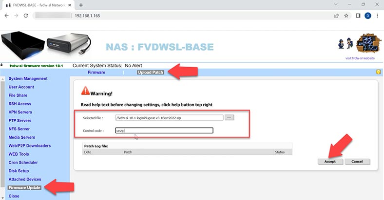 Installing firmware patch on LaCie 5big Network 2