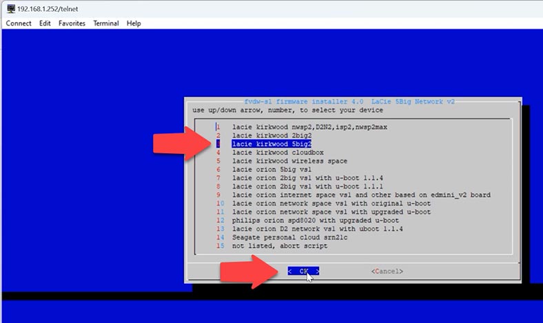 Selecione o dispositivo LaCie 5big Network 2