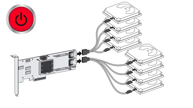 Disconnect power and data cables from the disks