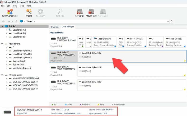 Récupération automatique de la configuration RAID