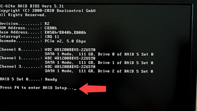 Ładowanie BIOS-u kontrolera Dawicontrol DC 624e