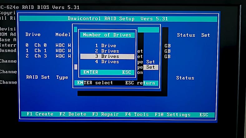 Specify the number of disks for the future array