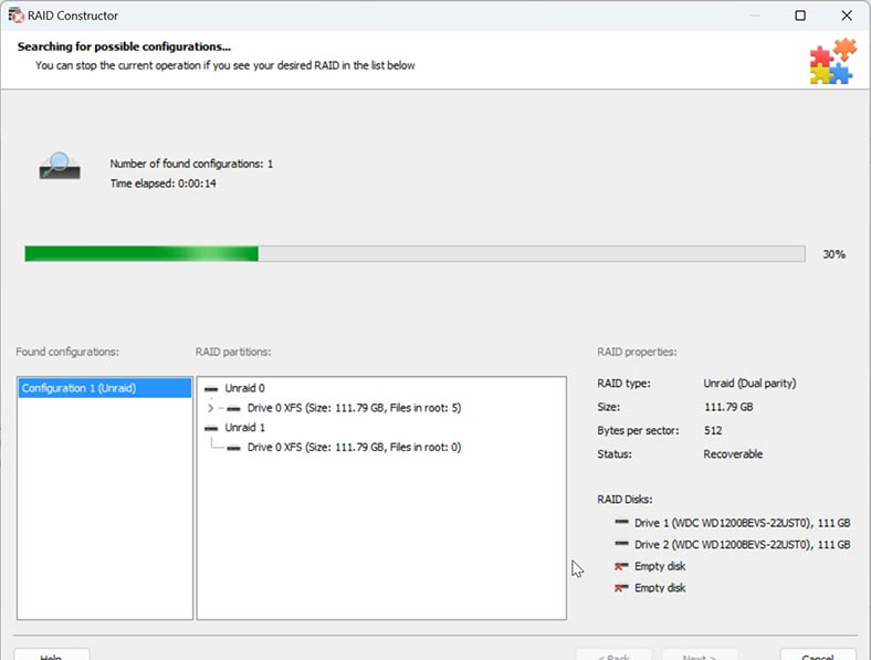 Searching for RAID configurations