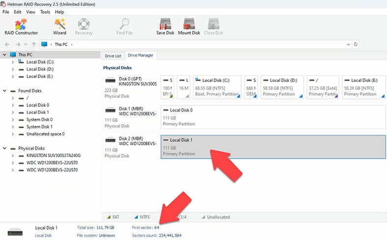 Getting to know the offset of the disk beginning