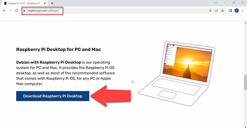 Скачайте Rasberry Pi OS Desktop з офіційного сайту
