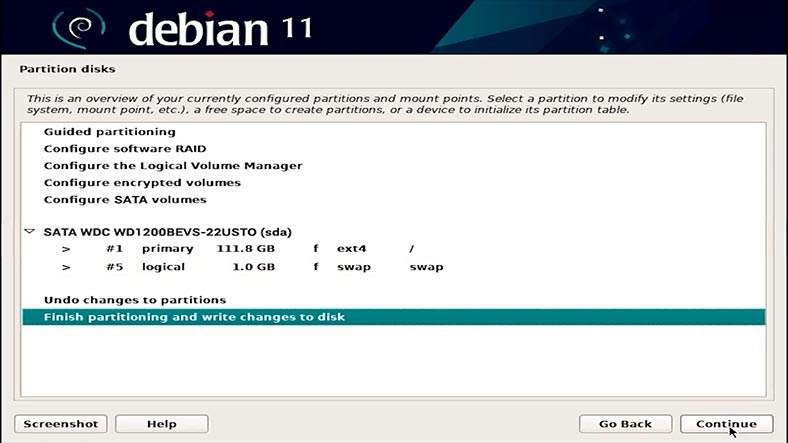 Confirm selected hard disk partition