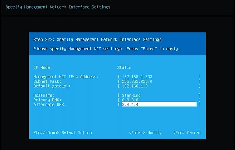 Ingrese la configuración de red