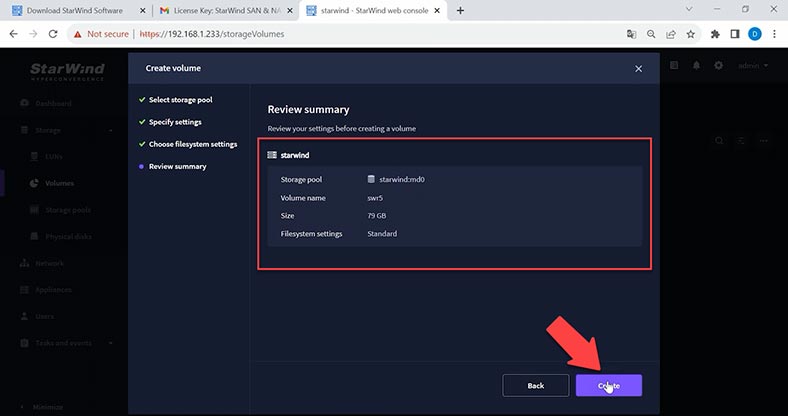 Seleccionar configuración del sistema de archivos