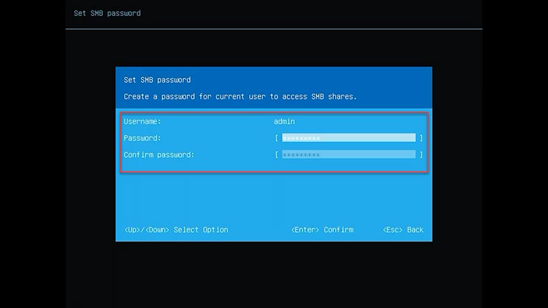 Configuración de una nueva contraseña en SMB