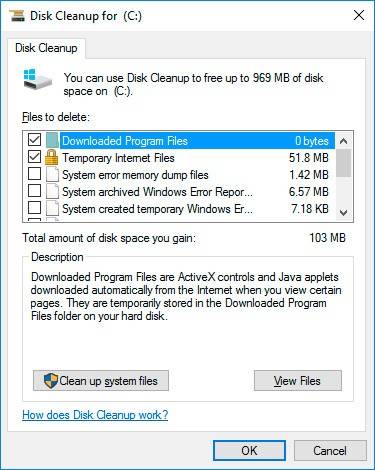 Disk Cleanup. Click on Clean up system files