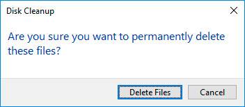 Check the box Temporary Windows installation files and click on OK/Delete files