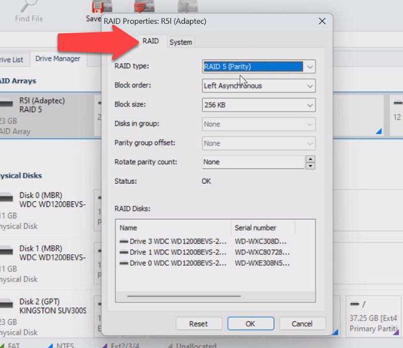 Detailed information on the array