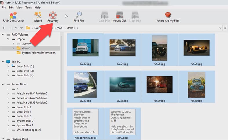 Recover files with Hetman RAID Recovery
