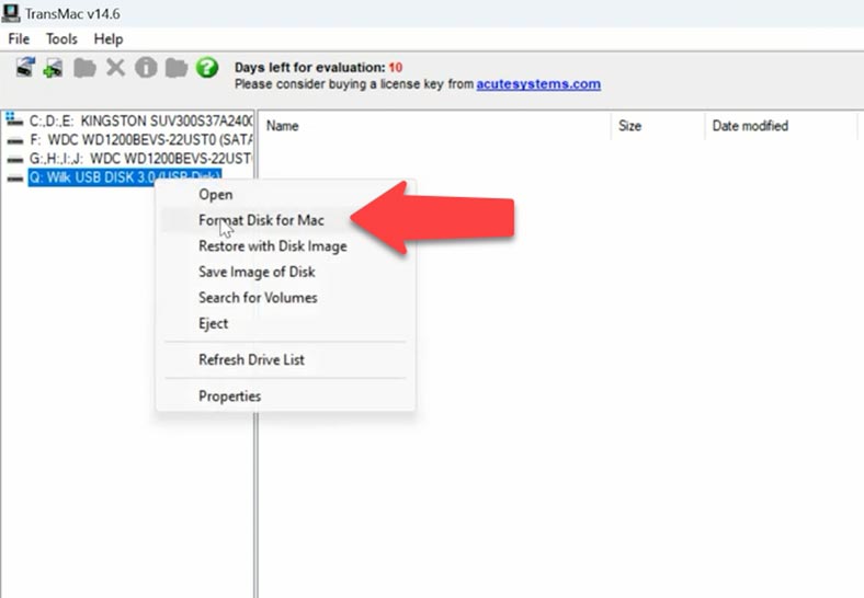 Formatting disk with TransMac