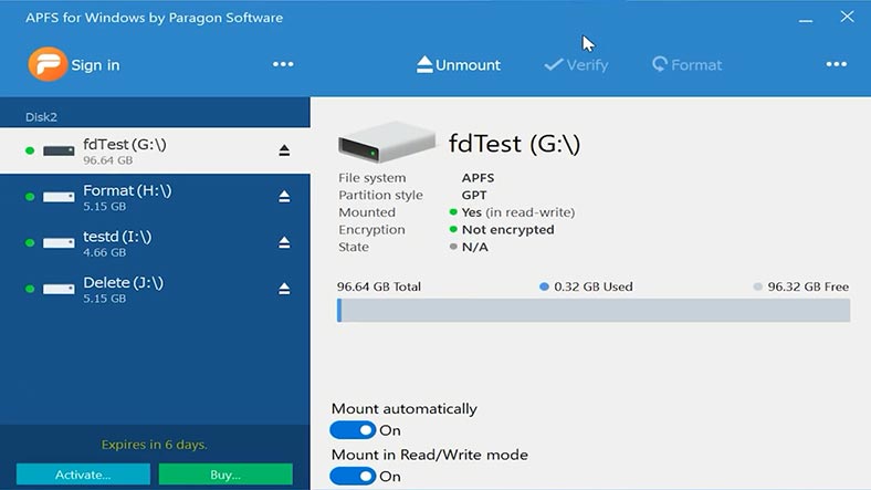 Paragon APFS dla Windows