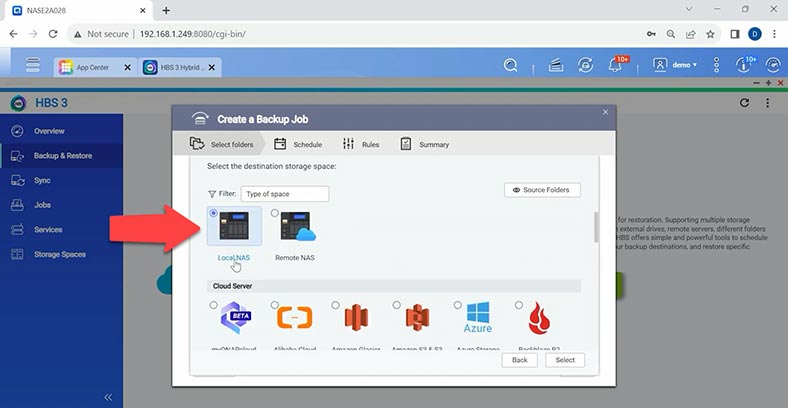 Choose Local NAS