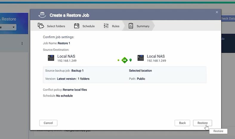 Recovering data from a backup