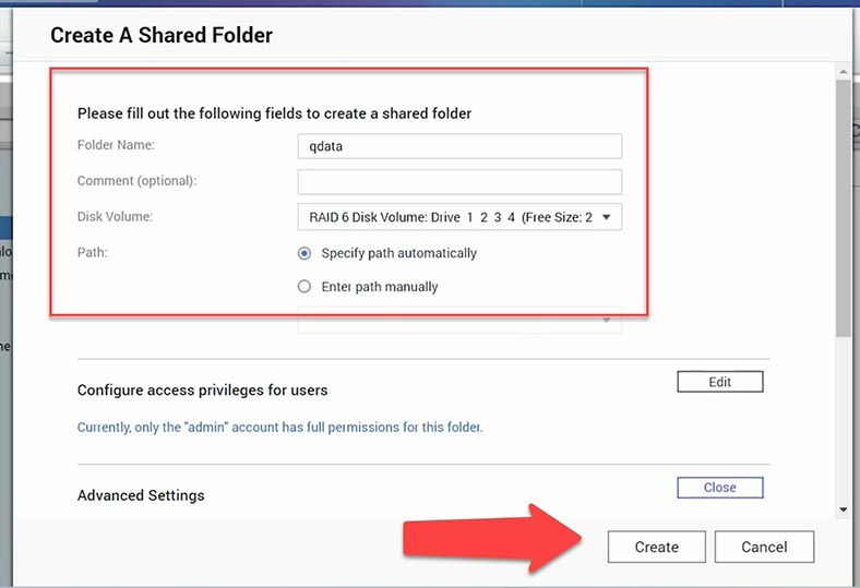 Creating a shared folder