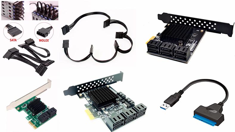 Adaptadores y divisores SATA