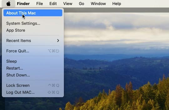 Menu: About This Mac