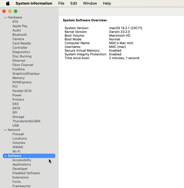 Mac system software overview