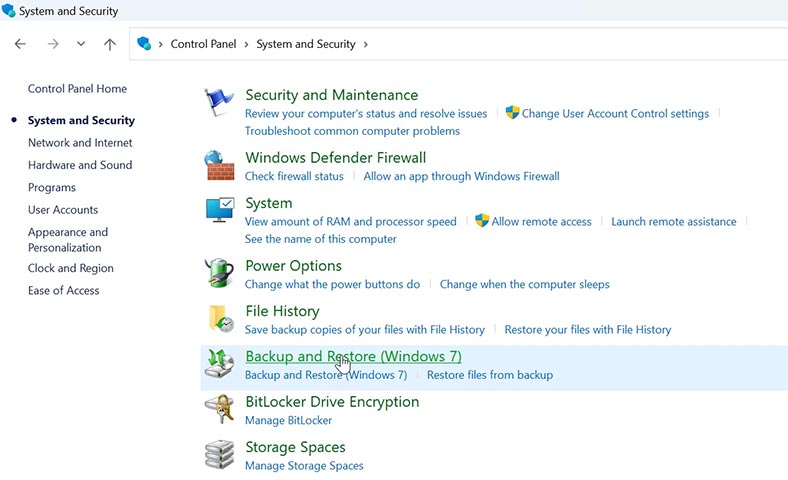  Cópia de segurança e restauração (Windows 7)