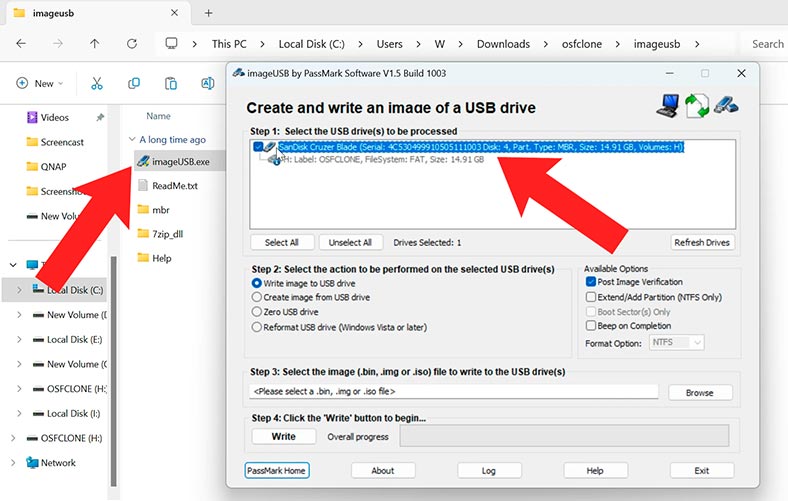 Przejdźcie do folderu osfclone/imageusb i uruchom - imageUSB.exe