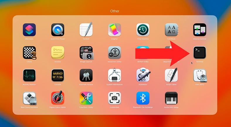 Відкрийте: Launchpad – Програми – Інші – Terminal