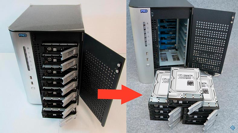 Take out disks from a non-operable NAS
