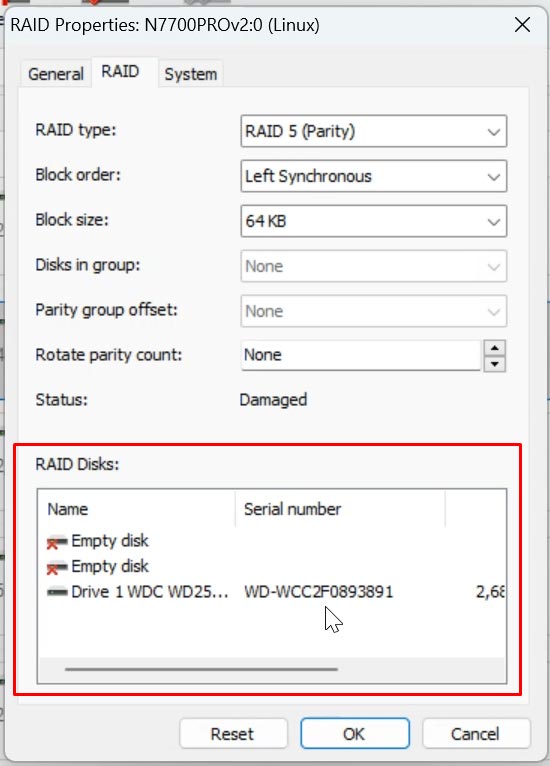 Disk array properties