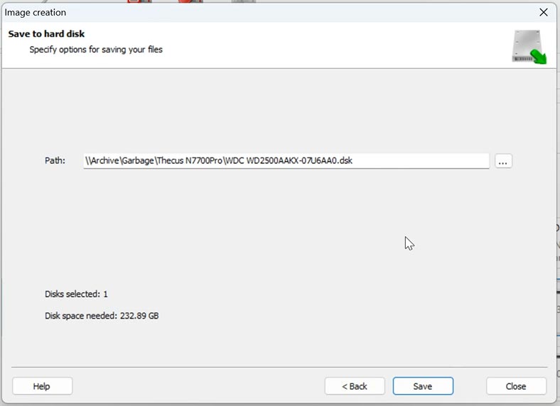 Вкажіть місце для збереження образу диска