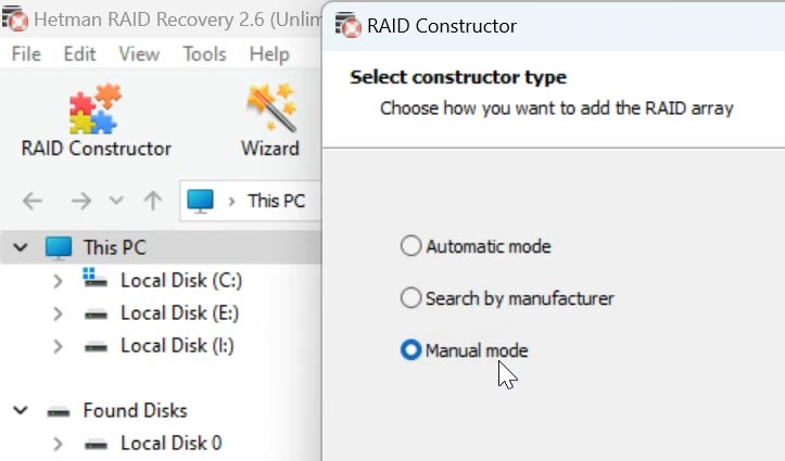 RAID-конструктор: Створення вручну