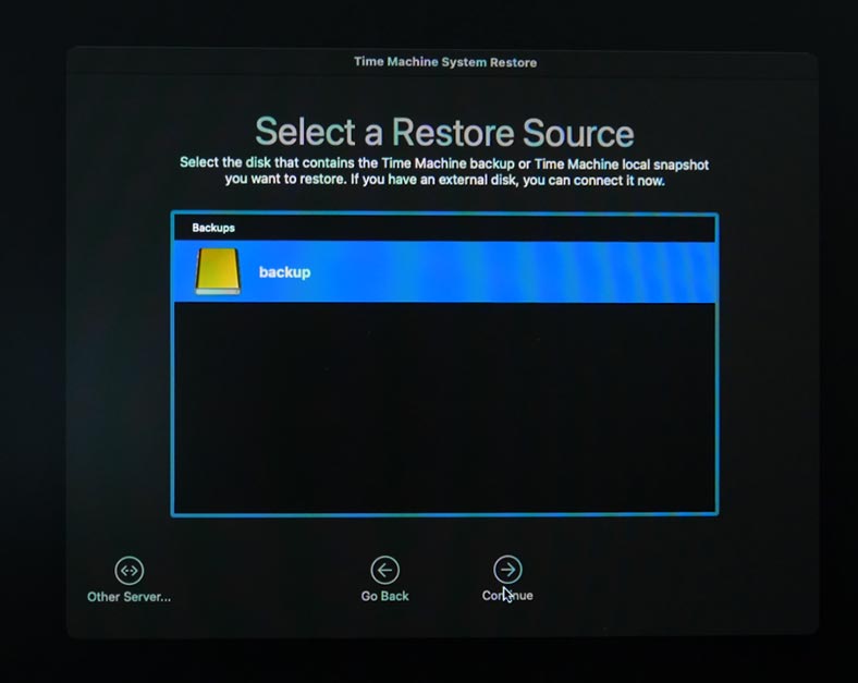 Choosing restore source