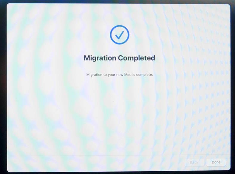 Migration assistant: إكتملت عملية نقل البيانات