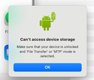 Mac: select the data transfer option