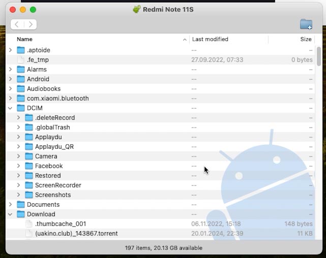 Android-Smartphone-Inhalte auf Mac
