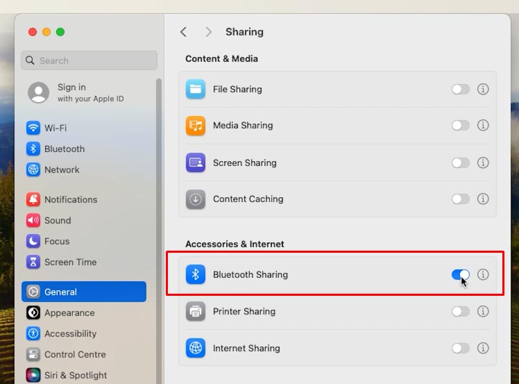 Mac: Bluetooth-Sharing