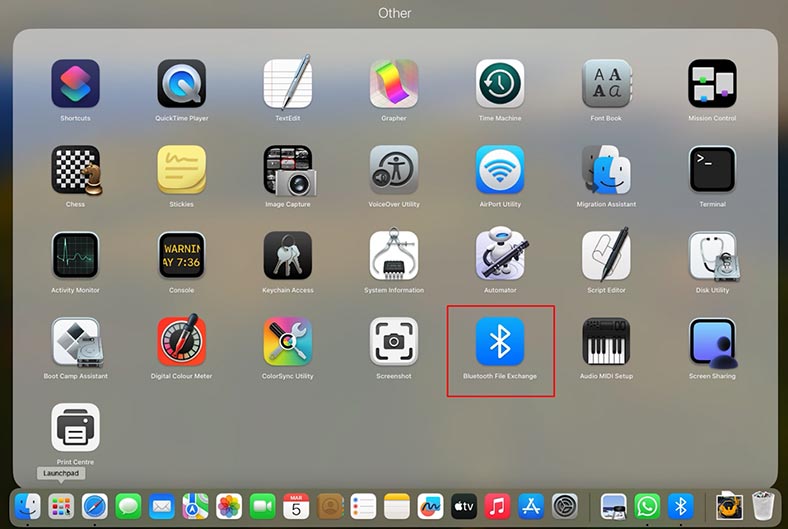 Mac: Launchpad – Other - Bluetooth File Exchange