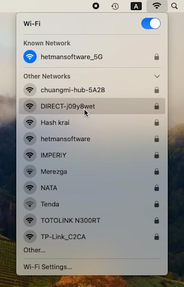 Mac: Verbindung zum ShareMe-Hotspot über WLAN herstellen