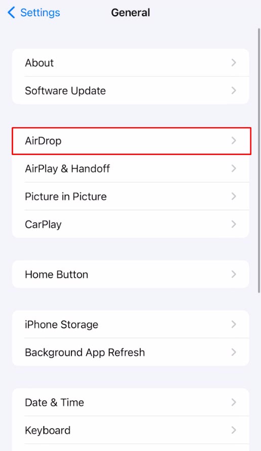 iPhone: función AirDrop