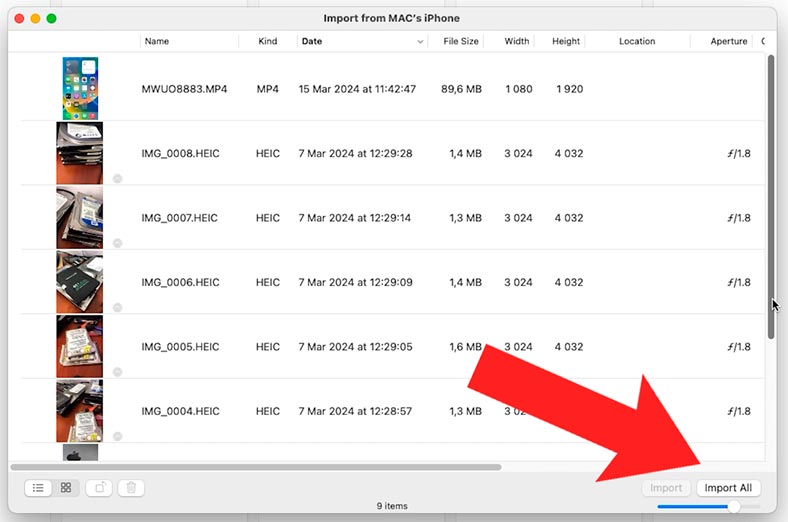 Utilidad de vista previa: Importar desde iPhone - Importar