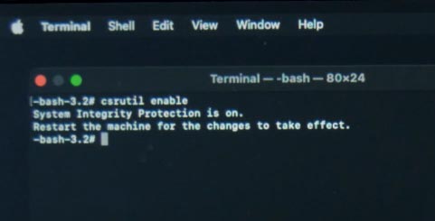 To enable the system protection, use this command: csrutil enable